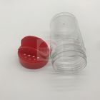 Tipo cilindro del plástico transparente/envases plásticos del casquillo de la coctelera de la especia con la certificación roja del casquillo FDA