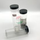 cilindro del plástico transparente de 350ml 450ml, tarro plástico del jugo de la forma larga con el tipo del casquillo del negro del tornillo