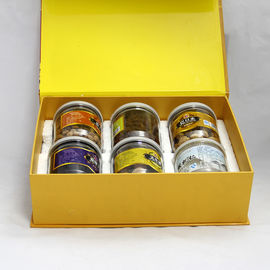 Eco-friendly Yellow Magnetic Recycled Paper Gift Boxes for Food , Tea ,  Dried Fruit