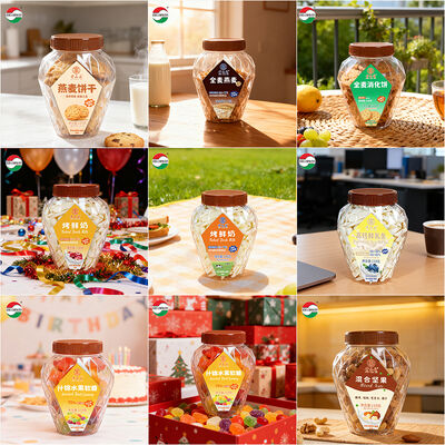 Factory 650ml Wide Mouth Plastic Jars Food Grade PET Bottle Clear Seal For Candy Cookie Food Cans With Lids