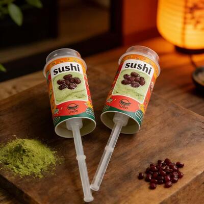 Food Grade Eco Friendly PP Plastic to Go Sushi Paper Roll Push up pop Tube Packaging Shooter Cup Cylinder Container with Lid