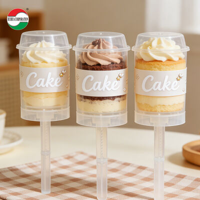 Custom New Design Sushi Push Pop up Food Grade PP Plastic Tube Packaging for Cake Jelly Container