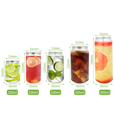 Food Grade PET Transparent Beverage Cans Empty Clear Plastic Soda Iced Coffee Can Custom Silk Print Logo With Peel Off Aluminum Lid