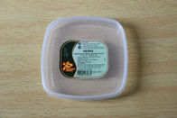 Caja de la comida/tapas cuadradas del plástico PE del envase con la etiqueta engomada/la etiqueta de encargo de la impresión