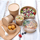 Envases de empaquetado para llevar de la ensalada de fruta de la caja de la comida del papel de Kraft con la cubierta plástica