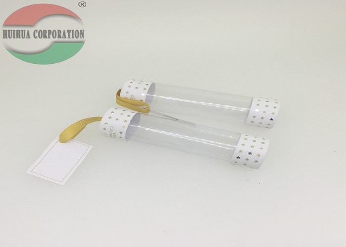 Tubo del papel del PVC del claro de la forma del cilindro del color de Pantone que empaqueta con la etiqueta de la mano