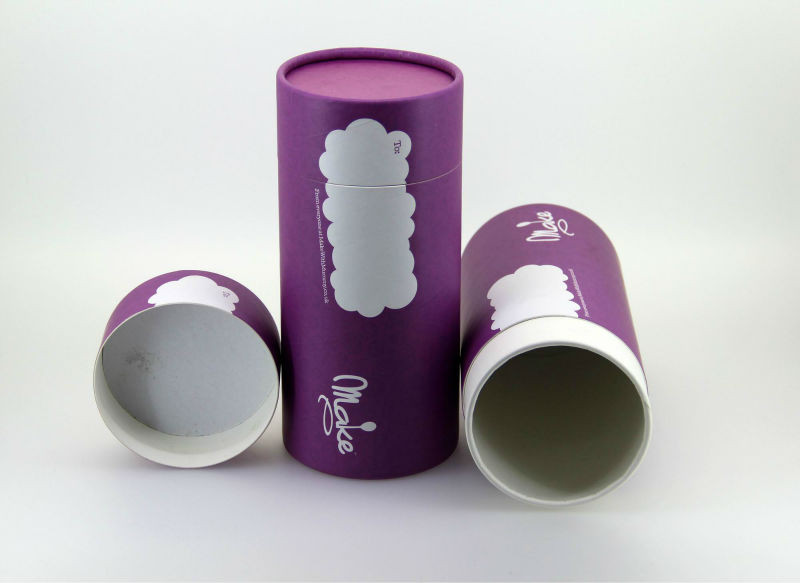 El papel de Kraft cilíndrico púrpura elegante conserva el empaquetado para el empaquetado del té/de la comida/de los cosméticos