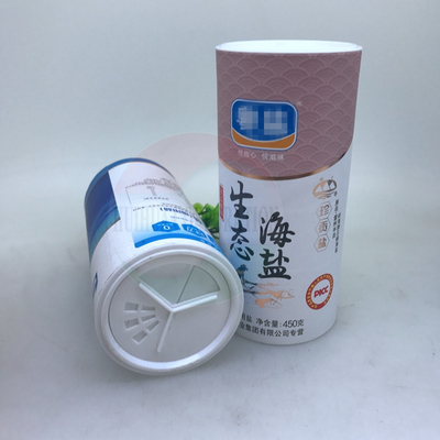 Plastic Sifter Paper Tube Box Salt Packaging Cardboard Shaker Lid Custom Paper Can