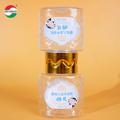 Good Quality Food Grade  Clear Plastic CylinderPlastic Can PET Jar with Crown Screw Top Cover for Milk Tablets Milk Shell Soft Candy Food Cookie