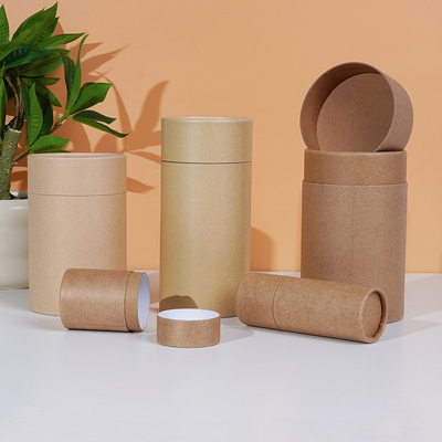 Bio-degradable Custom Food Grade Cylinder Kraft Cardboard Paper Tube for Gift Coffee Tea Matcha Poweder Packaging