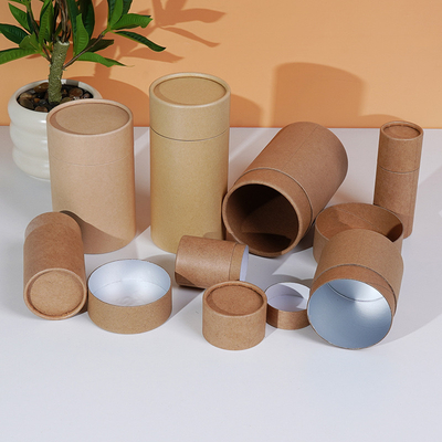 Bio-degradable Custom Food Grade Cylinder Kraft Cardboard Paper Tube for Gift Coffee Tea Matcha Poweder Packaging
