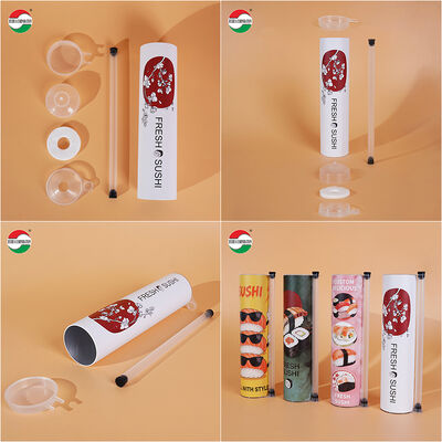 Custom Printed Eco-friendly Push Pop Sushi Cylinder Paper Tube Disposable Food Grade Sushi Packaging