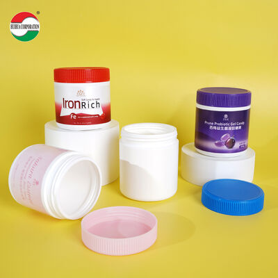 Jarrón de plástico HDPE con tapa de tornillo para suplementos de proteína.