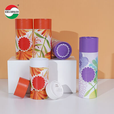 Contenedor de papel de agitación giratorio respetuoso con el medio ambiente Tubo de agitación de papel en polvo reciclable con tapa de filtrador