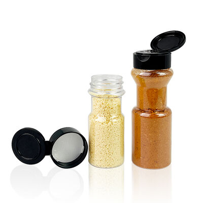 Cilindro de condimentos para sal, pimienta, chile, galleta, tapa de rosca, tarro de especias de plástico PET con serigrafía para utensilios de cocina