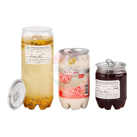 cilindro del plástico transparente 350ml/tarro de la botella del animal doméstico del jugo de la bebida con la tapa abierta fácil de aluminio