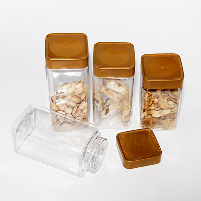 Tarro cuadrado plástico BPA de los contenedores de almacenamiento libres vacíos claros del ANIMAL DOMÉSTICO con la tapa del tornillo