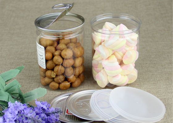 Cilindro estándar del plástico transparente, tarros abiertos fáciles de aluminio respetuosos del medio ambiente