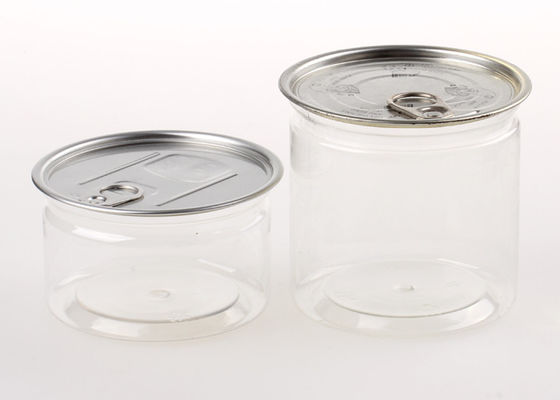 Latas de bebida plásticas Fácil-abiertas herméticas del ANIMAL DOMÉSTICO del cilindro del plástico transparente del lacre
